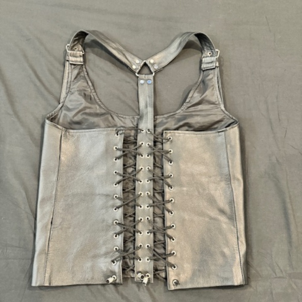 Men's Leather Vest/Corset Fetishwear Size Medium​​​​​​​​ - Picture 8 of 8